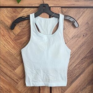lululemon athletica Light Blue Ribbed Racerback Crop Tank with shelf bra